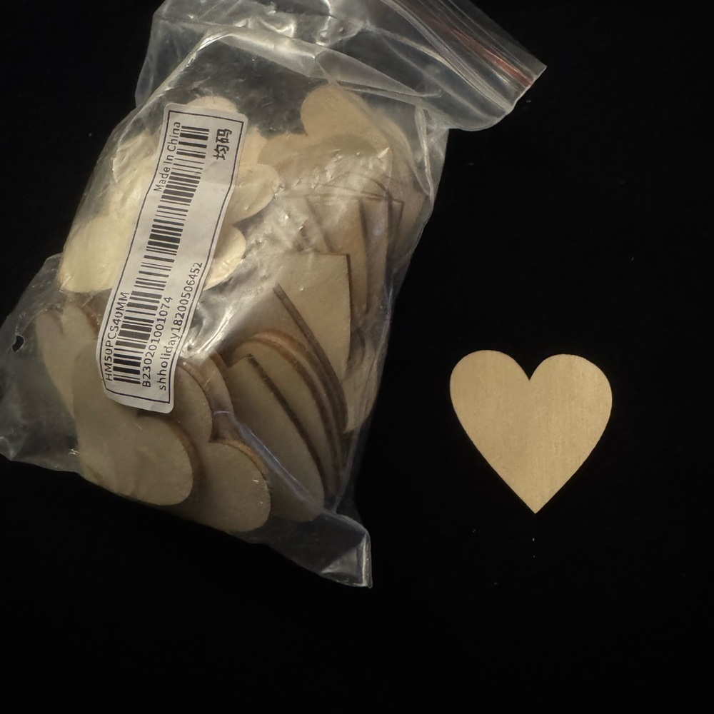 50 Unfinished Wooden Hearts for Crafts or Wedding Guest Book – New in Bag